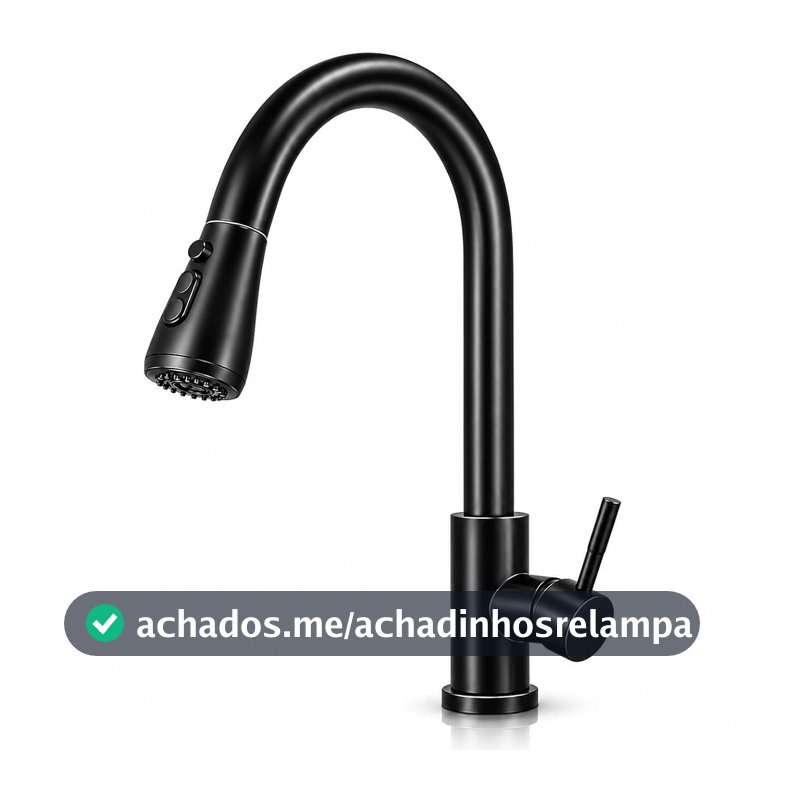 Torneira Goumert Cozinha Preta Bancada Extensivel Monocomando Premium Giro 360°