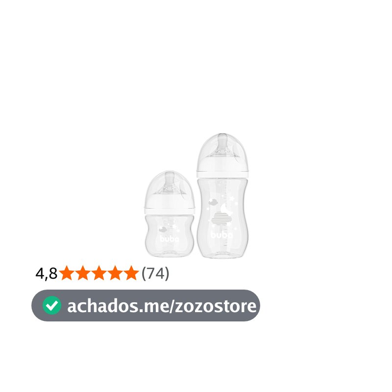 Buba, Kit 2 Mamadeiras Easy Flow Nuvem Branca 120/270ml