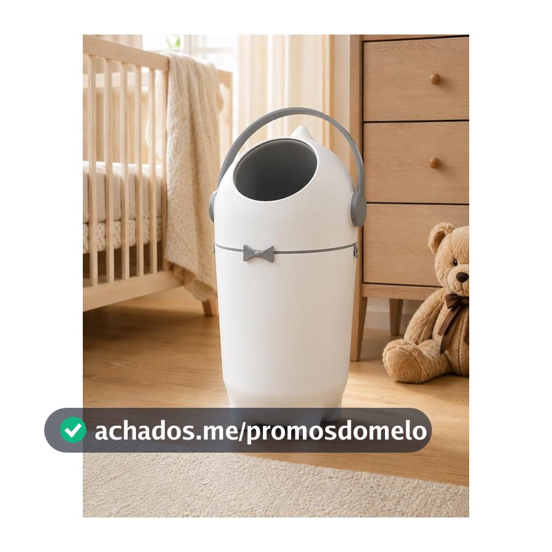 Lixeira para Fraldas Antiodor 10L com Sistema Giratório, Alça Prática e Vedação de Resíduos, Design Decorativo para Quarto de Bebê, Banheiro e Lavabo