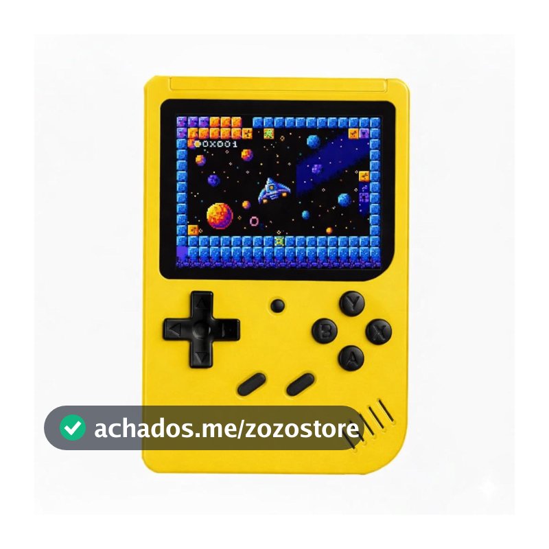 Vídeo Game Portátil Retro com Tela Colorida Console Compacto com Jogos Integrados Infantil e Adulto (Amarelo)