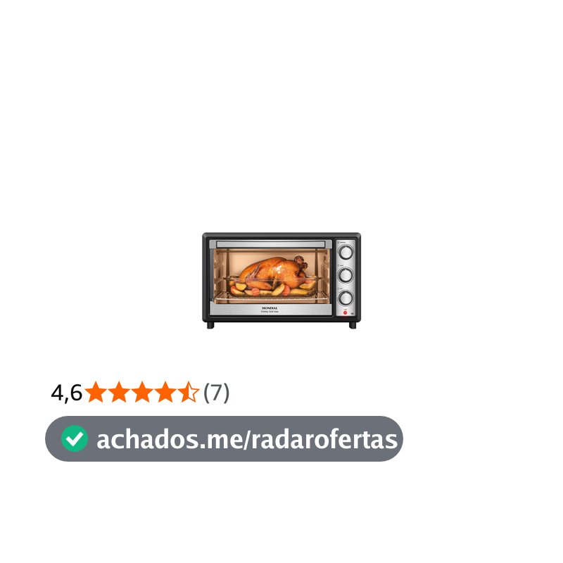 MONDIAL Forno Elétrico 48L Family Grill Inox, Mondial, Preto/Inox, 1800W, 110V - FRN-48-BI