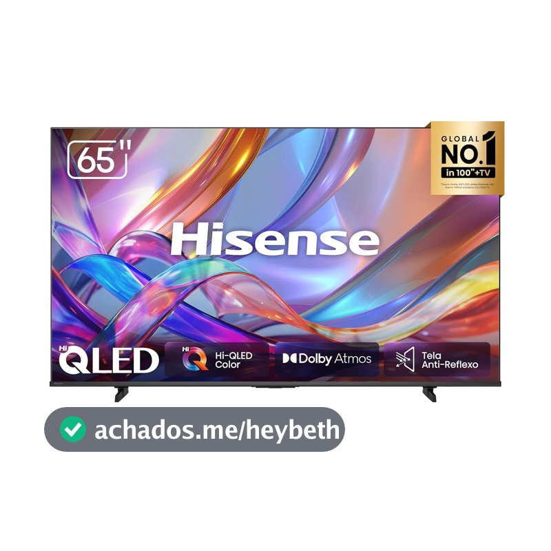 Hisense Smart TV 4K Hi-QLED 65" Polegadas 65QD68SG Hi-QLED com Tela Antirreflexo, Dolby Atmos, Processador AI, HDR 10+, 4K Upscale e Google TV