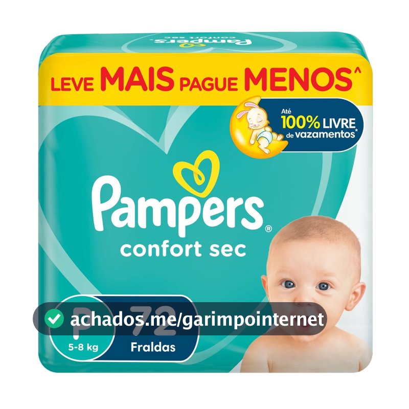 Fralda Pampers Confort Sec Tamanho P 72 Unidades