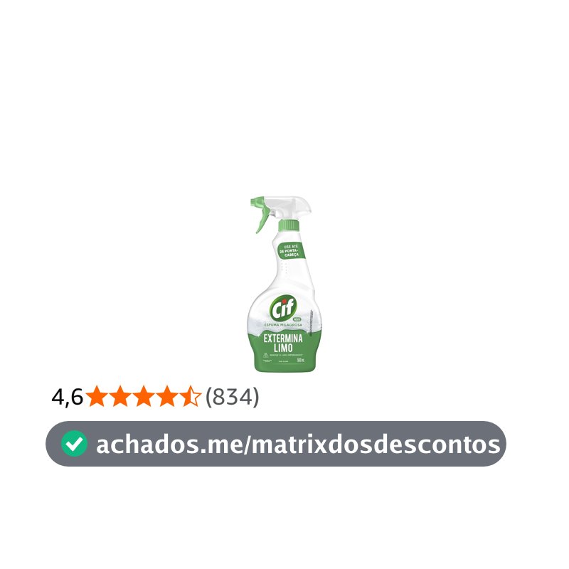 Desinfetante para Uso Geral Extermina Limo com Cloro Cif Espuma Milagrosa Frasco 500ml Borrifador