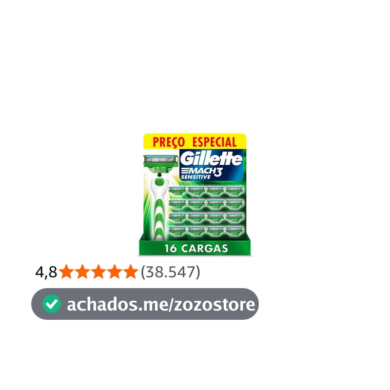 Carga para Aparelho de Barbear Gillette Mach3 Sensitive 16 unidades