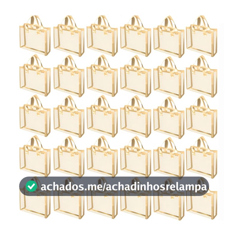 Kit 50 Un Sacolas Presente Compras Atacados Com Alça 32  32 cm (Dourado)