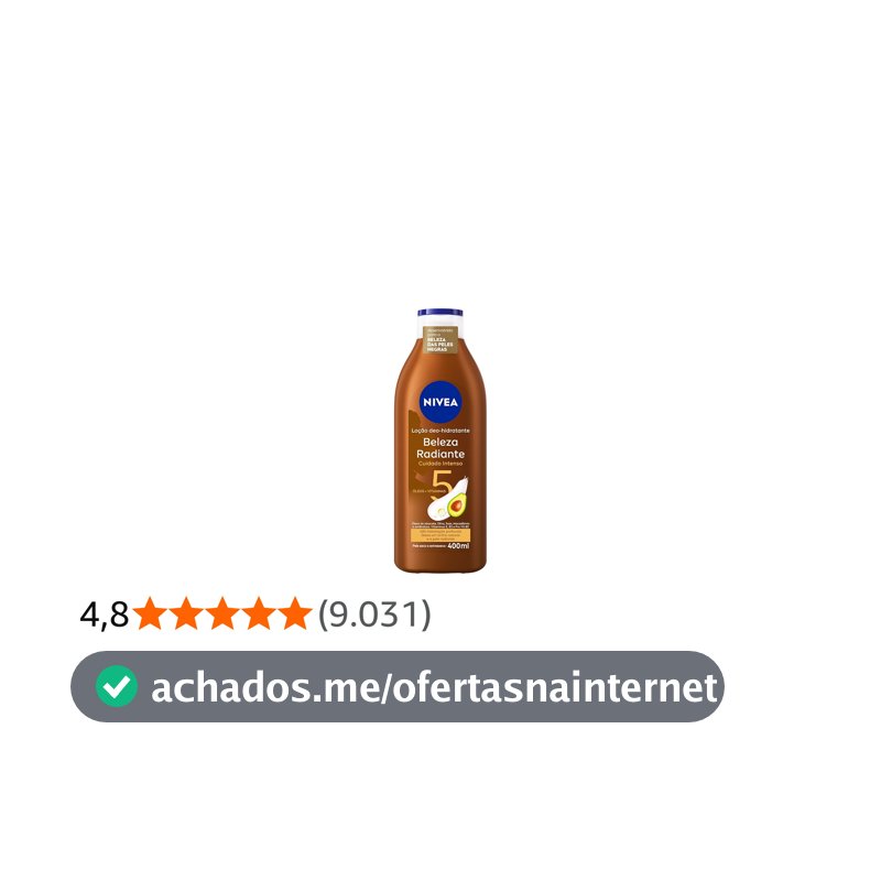 NIVEA Hidratante Desodorante Beleza Radiante Cuidado Intenso 400ml - Desenvolvido especialmente para a beleza da pele negra, ajuda na reparação das áreas ressecadas