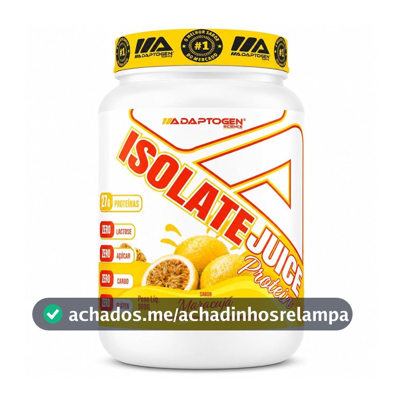 Tasty Isolate Juice Maracuja 900g - Proteína Isolada, Zero Açúcar, Sem Lactose - Adaptogen Science