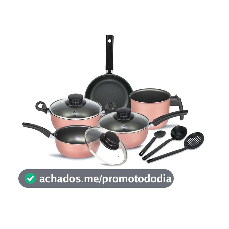 Jogo de Panelas Elegan com Tampa Vidro 8 Peças- Rosa