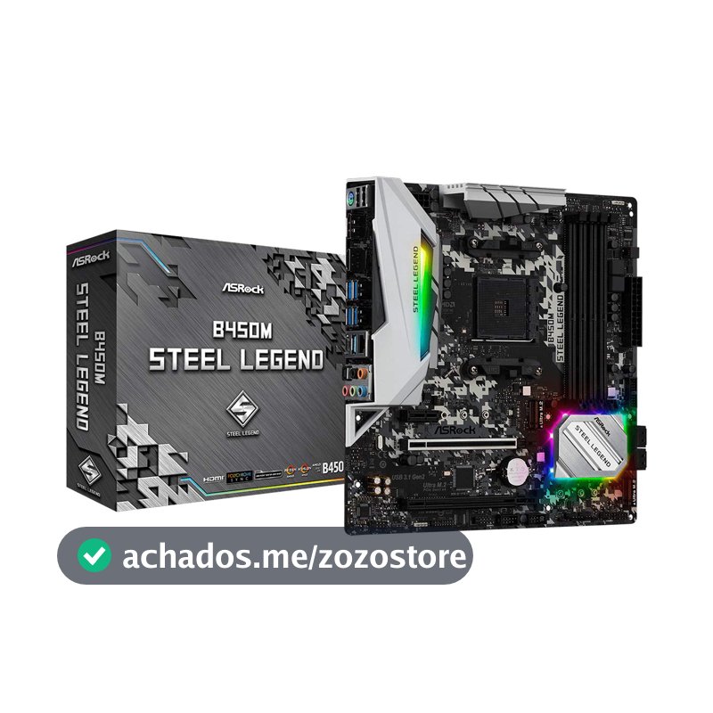 Placa Mãe AM4/USB 3.1/Type-C/Displayport, HDMI, ASRock, B450M Steel Legend