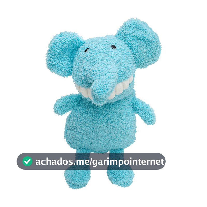 Jambo Pet, Brinquedo Mordedor Pelúcia Dentinho Elefante, Cor Azul, Emite Som, Tamanho Único, Para Cães, Material Algodão E Poliéster, Macio, Flexível