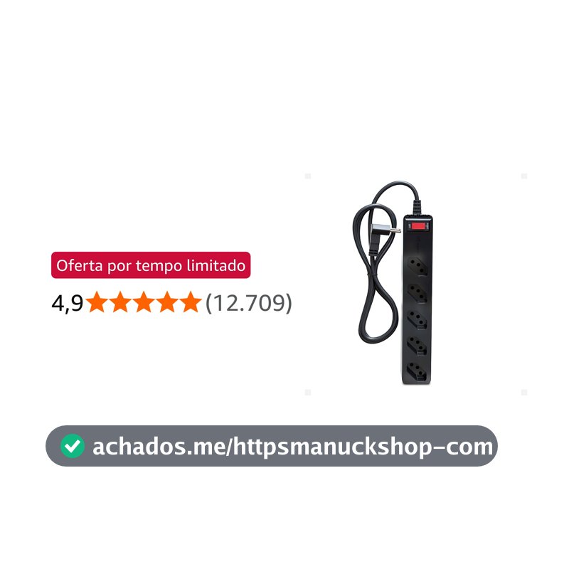 Filtro de linha com protetor contra surtos (DPS) - 127/220 volts - 10 amperes - 5 tomadas - 3 pinos - iCLAMPER Energia 5 - LCF - Preto