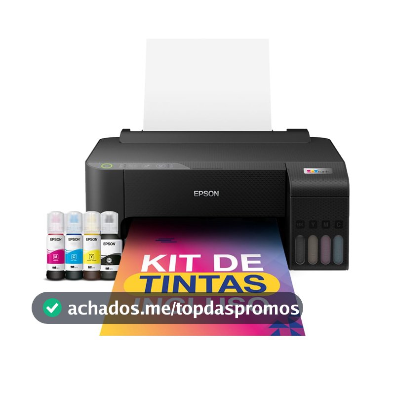 Impressora Epson EcoTank L1250 - Tanque de Tinta Colorida, Wi-Fi Direct, Comando de voz, Bivolt, Cor: Preto