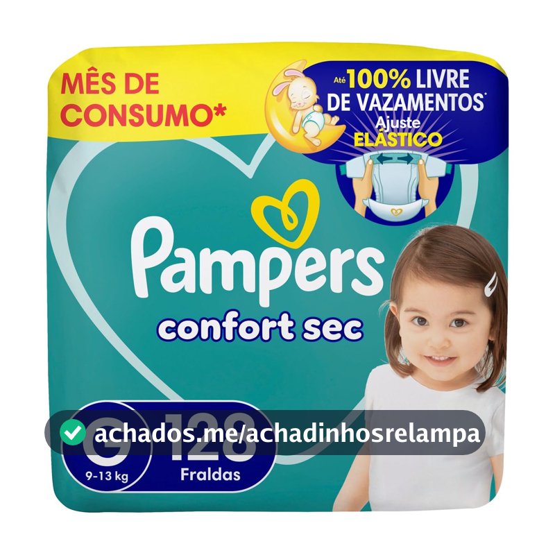 Fralda Pampers Confort Sec Tamanho G 128 Unidades