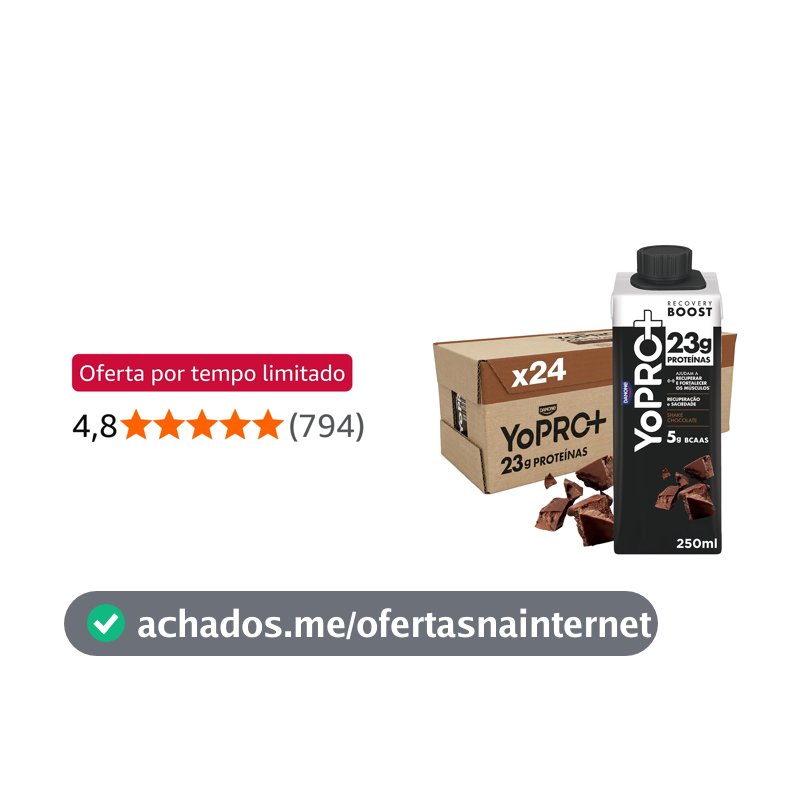 YoPRO Bebida Láctea UHT Chocolate Líquida Caixinha 250ml - 23g de Proteínas - Sem Lactose - Pack com 24 Unidades