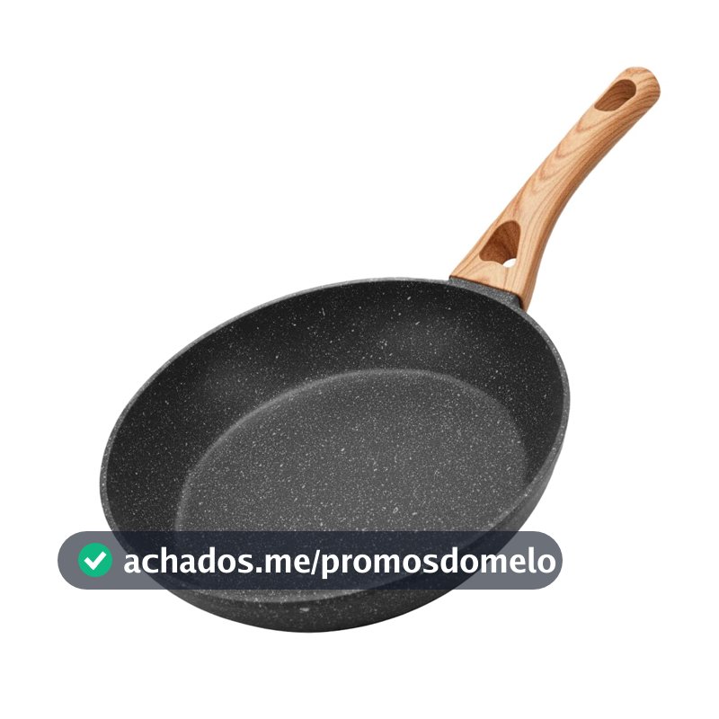 Frigideira Cerâmica Granito Cabo Madeira Antiaderente Indução Fogão a Gás