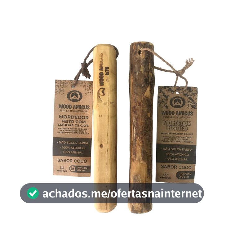 Mordedor para Cães Amicus Wood, 20cm, Pack com 2 Unidades