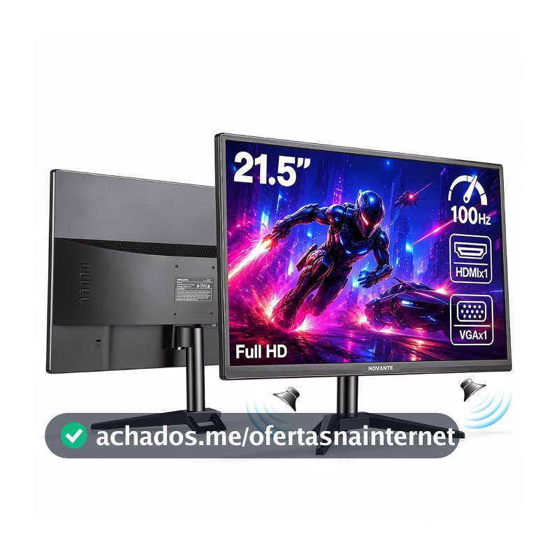 Monitor 21,5 Polegadas, Alto-falantes Integrados, Full HD 1920x1080, 100 Hz, 250cd/m², HDMI/VGA/3.55(110-240V)