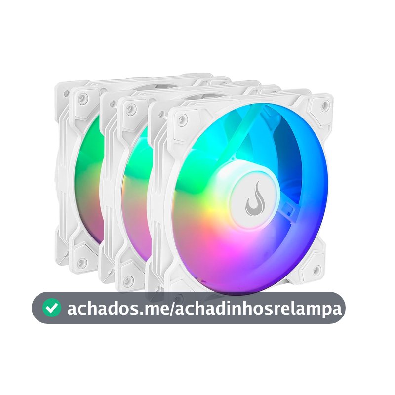 Kit com 3 Ventoinhas Rise Mode X, 120mm, Led ARGB, Branco - RM-XLD-02-ARGB