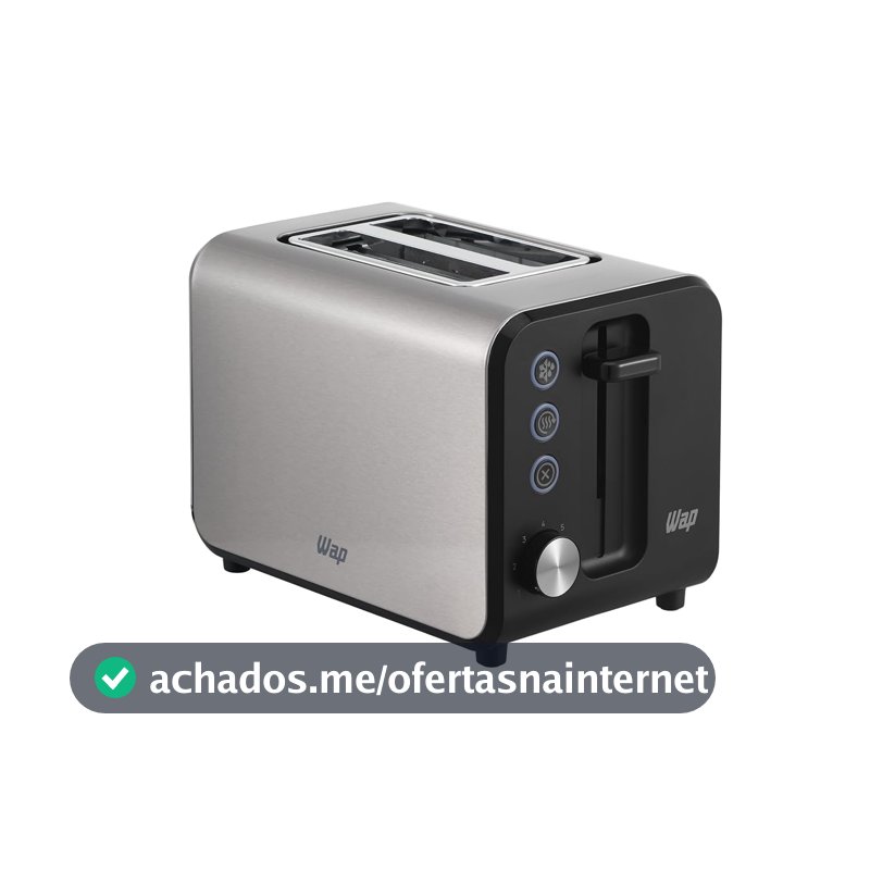 WAP Torradeira Elétrica WTE1 Inox com 7 Níveis de Tostagem, Desligamento Automático, Descongela e Reaquece, 800W 220V
