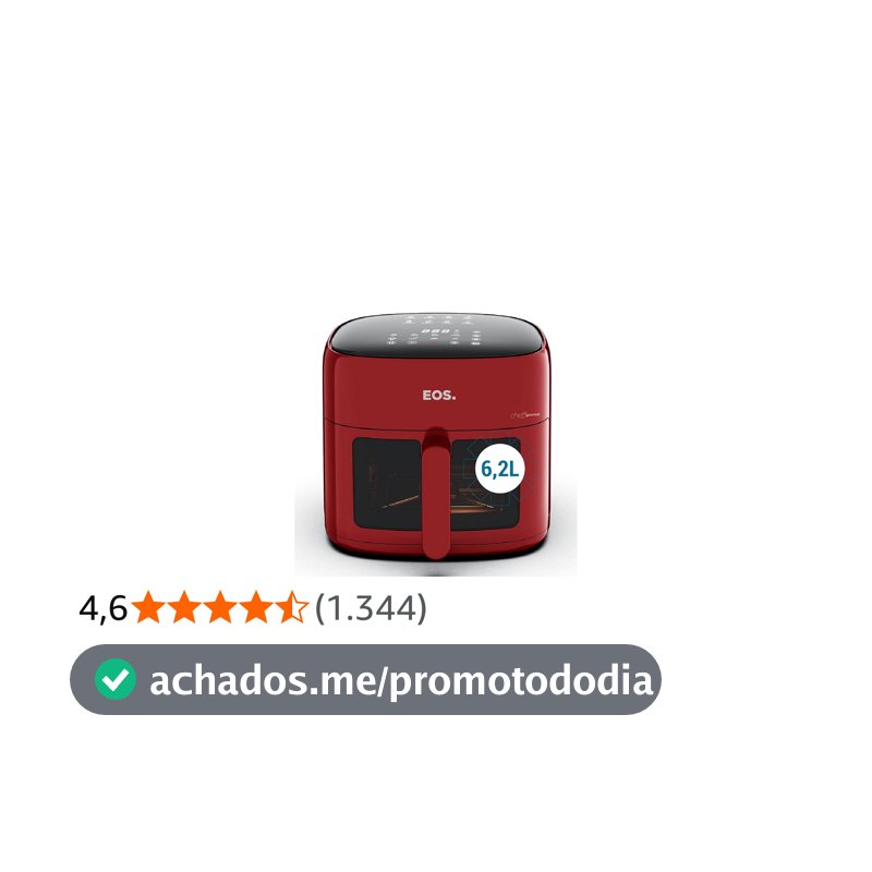 Fritadeira Sem Óleo Air Fryer Eos Chef Gourmet 6.2 Litros Compacta Digital Vermelho Eaf60v 110v