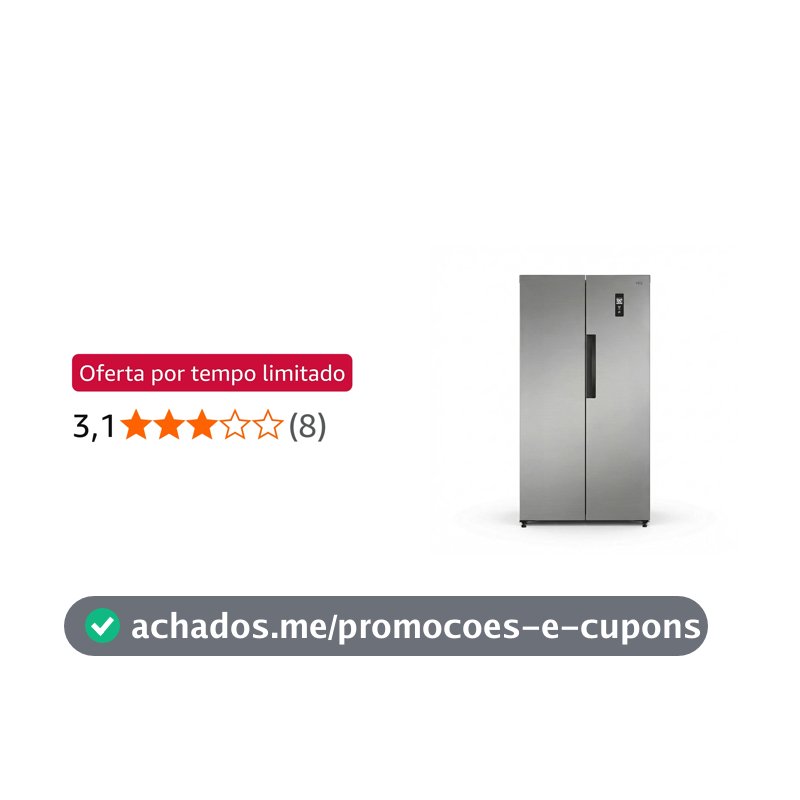 Geladeira Refrigerador HQ Frost Free Side By Side 460 Litros Inox HQ-460SBSFF (110, Volts)