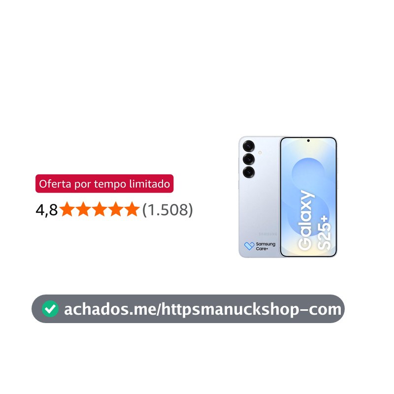 Celular Samsung Galaxy S25+ 5G, 256GB, 12GB RAM, Câmera Tripla de 50+12+10, Tela Grande de 6.7", Azul