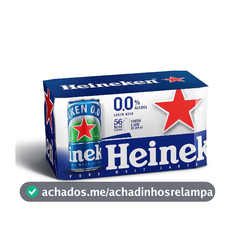 Heineken Cerveja Lager, Sem Alcool Lata 269ml, Pack 8 Unidades