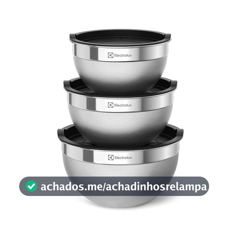 Conjunto de Bowls Tigelas de Inox com Tampa Plástica Electrolux