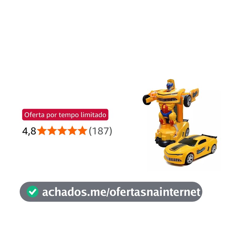 Carro Vira Robo Som Luz Carrinho BMW BRANCO Brinquedo Menino Pilha Cor CAMARO AMARELO - TYDA (CAMARO AMARELO)