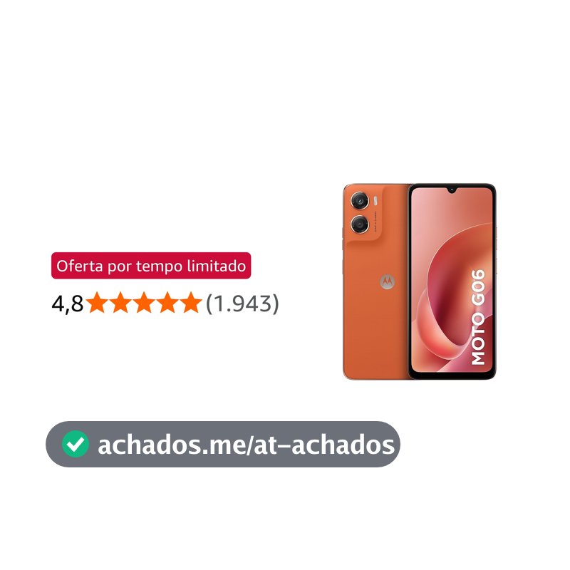 Smartphone Motorola Moto g06-128GB 12GB (4GB RAM + 8GB Ram Boost) e Camera 50MP com AI Bateria de 5200 mAh Tela 6.9" - Laranja