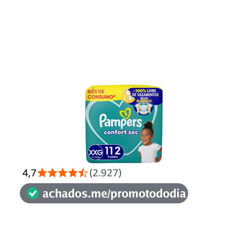 Fralda Pampers Confort Sec Tamanho XXG 112 Unidades