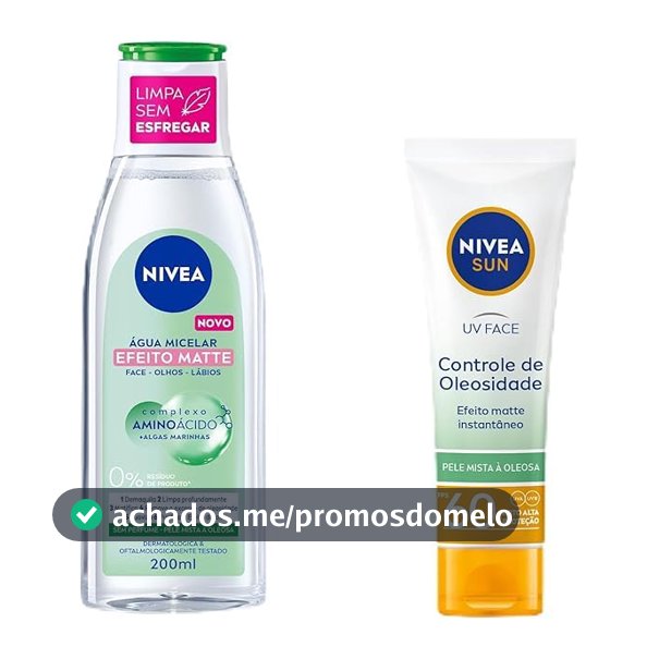 Kit Água Micelar, Protetor Solar Facial NIVEA, FPS 60, 200ml+50ml