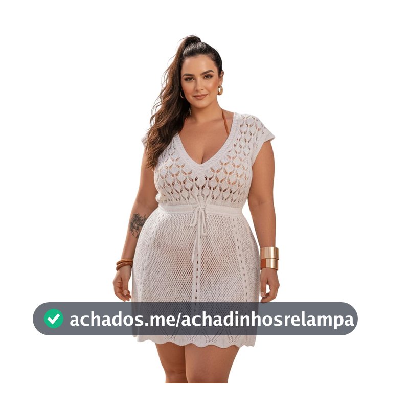 Saída de Praia Feminino Plus Size vestido curto crochê tricô rendada cinturada Saída de Banho Elegante Luxo Canga
