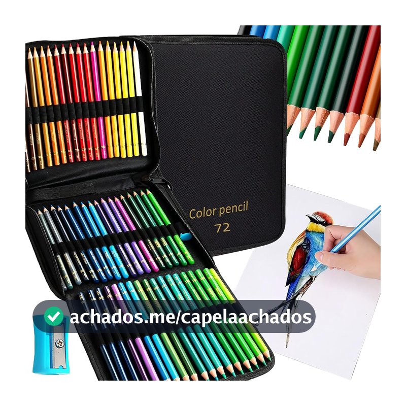 Lapis de Cor Profissional, 72 Cores Mais Vivas, com Estojo Portátil, Lapis de Colorir Macio e Aveludado para Desenho, Pintura, Esboço e Escrita, Presente Criativo para Adultos e Iniciantes