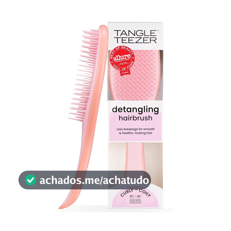 Tangle Teezer - Escova de cabelo desembaraçadora The Wet Detangler para texturas grossas a crespas. Ideal para o uso em fios úmidos Cor: Mango Pink