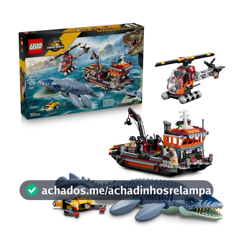 LEGO Jurassic World Ataque ao Barco de Dinossauro Mosassauro 77983