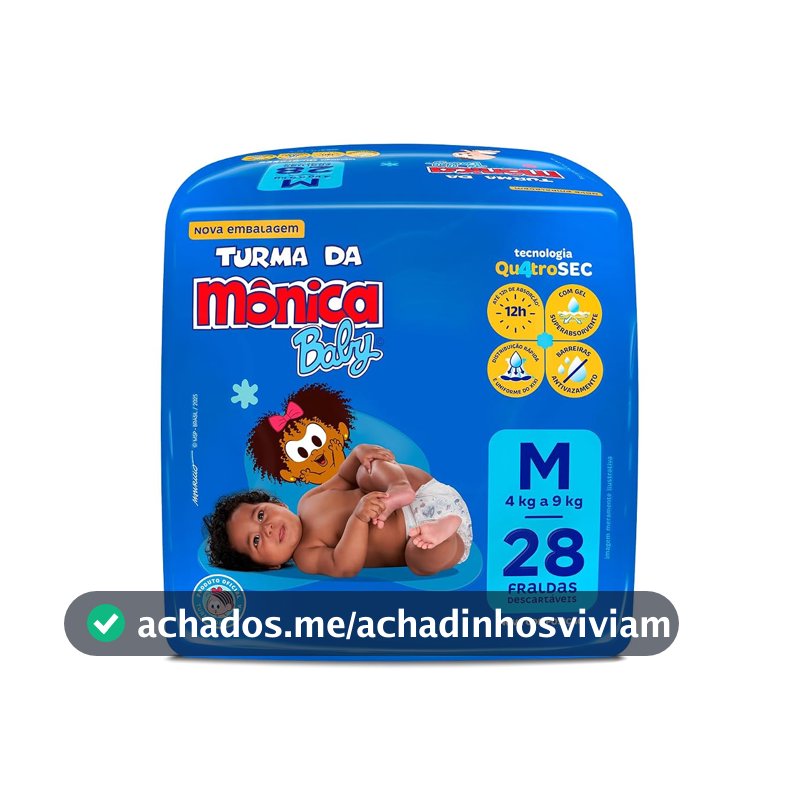 Fralda Turma da Mônica Baby Jumbo M 28 Unidades