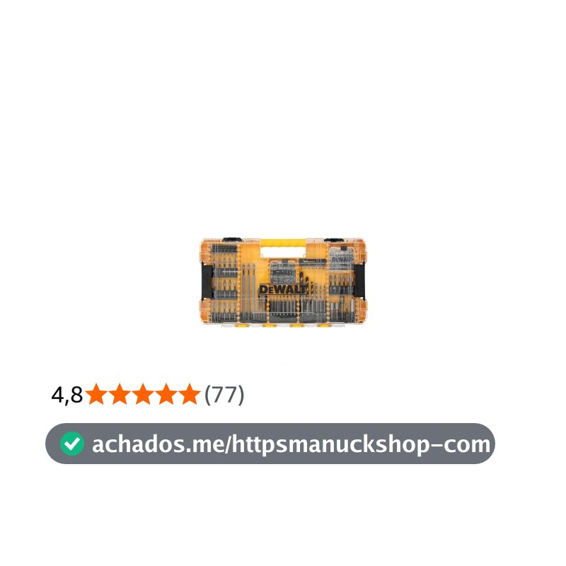 Conjunto de pontas de chave de fenda Tough Grip, 120 peças, haste sextavada de 1/10.2 cm, pronta para impacto, liga de aço (DWAF120SETTG)