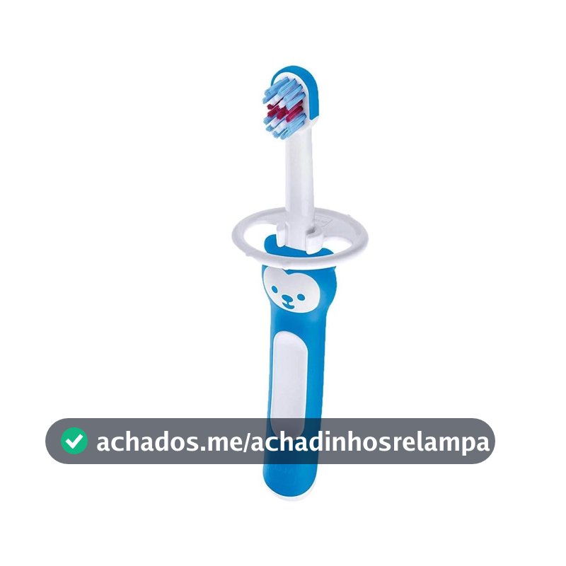MAM Baby 1 Escova de Dentes Baby's Brush com Trava de Segurança para Crianças de 6+ Meses Com Cabo Ergonômico e Fácil de Segurar, Azul