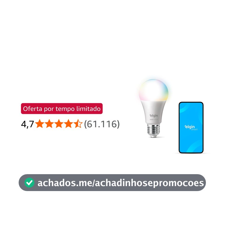 Lâmpada Inteligente Smart Color 10W Elgin RGB Wifi Compatível com Alexa e Google Home