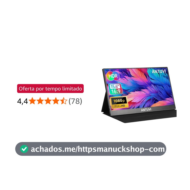ANTUVI Monitor Portátil 15.6''+ Case, 1080P, MINI Segunda de Notebook Extensor De Tela, Ultra-Slim e portátil, com alto-falante de pé, Adequado para Viagens, Casa, Trabalho/Jogos