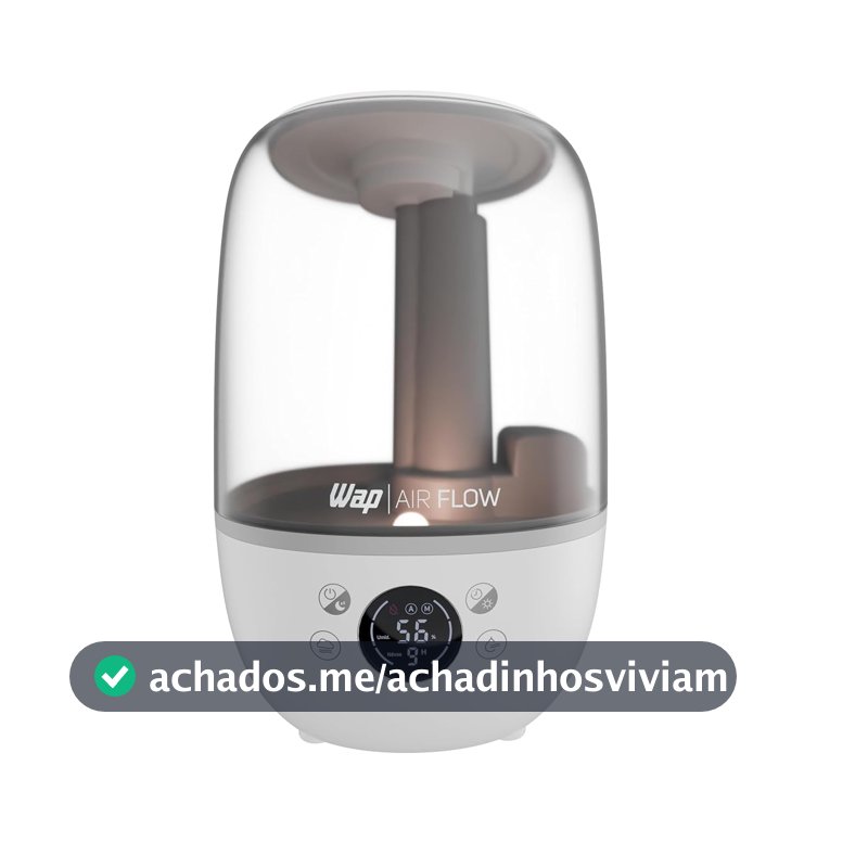 WAP Umidificador de Ar WAP AIR FLOW DIGITAL 3 em 1 Silencioso 23h de Autonomia 3 Níveis de Névoa Reservatório Para Essência