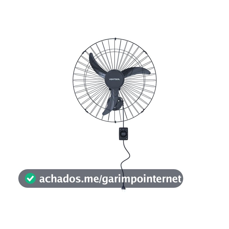 Ventilador de Parede Oscilante 60cm Bivolt Preto Ventisol