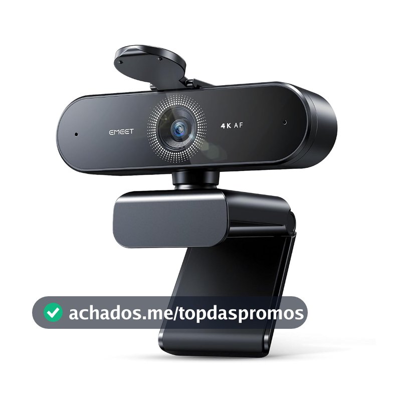 Webcam eMeet NOVA 4K para PC - Ultra 4K HD, Autofoco PDAF, Microfones com Cancelamento de Ruído Duplo, 73° Ângulo de Visão, Correção Automática de Luz, USB Plug&Play, Tampa de Privacidade