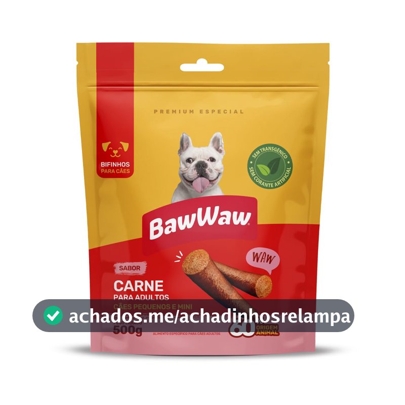 Bifinho Baw Waw para Cães Pequeno Porte Sabor Carne 500g