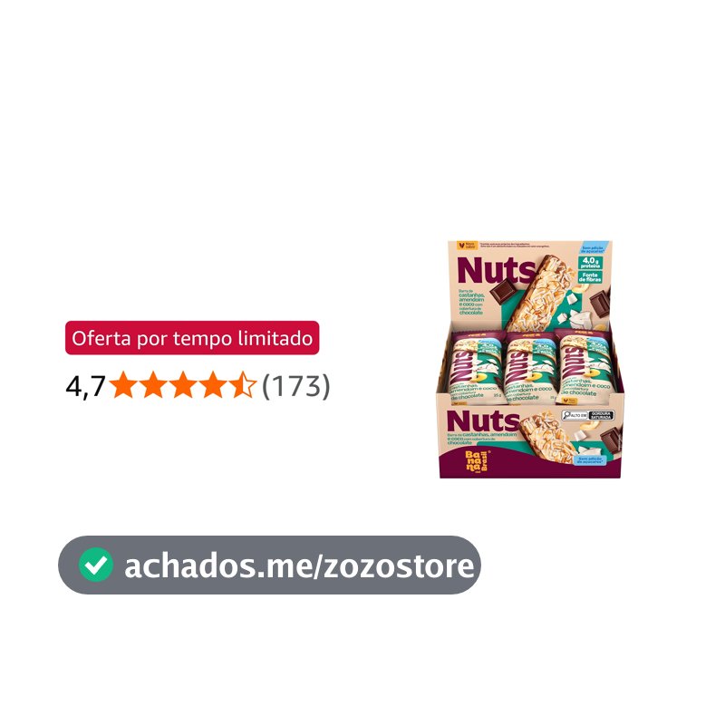 Barra Nuts Castanhas e Coco com Chocolate 12un 25g Banana Brasil