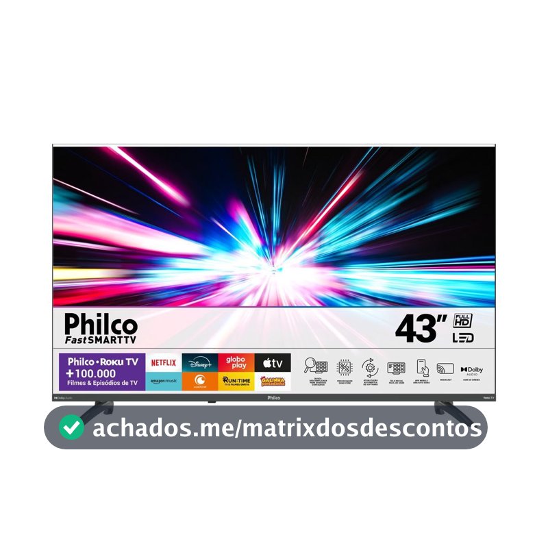 Smart TV 43” Philco Led Roku TV Dolby Audio PTV43VA4REGB