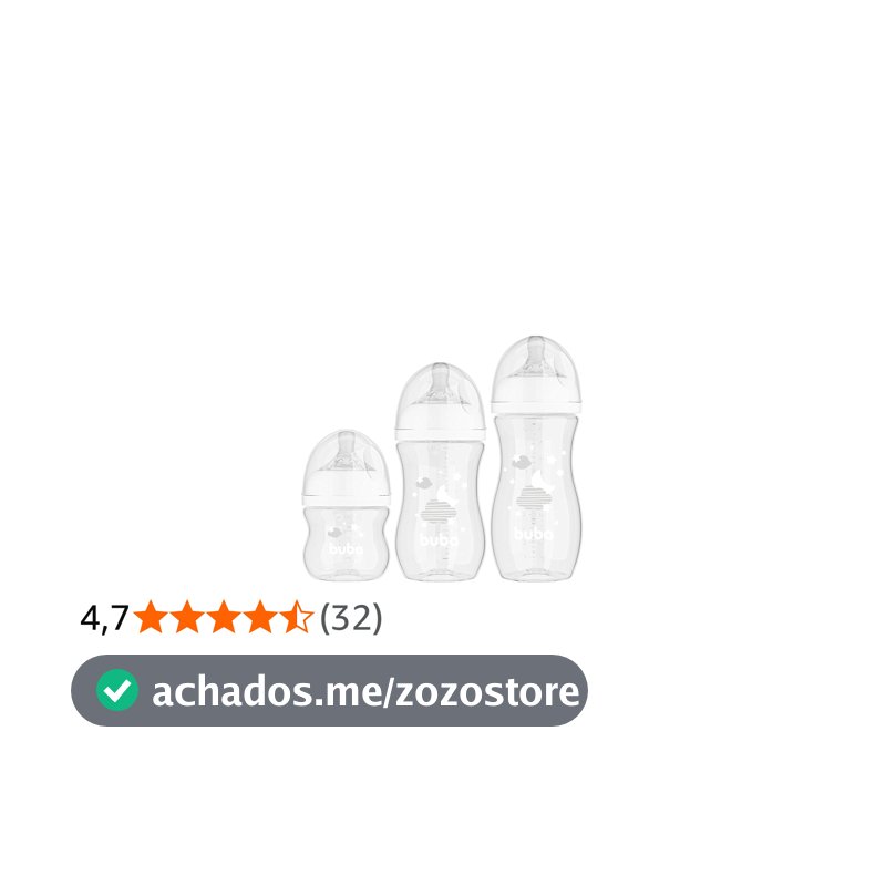 Buba, Kit 3 Mamadeiras Easy Flow Nuvem Branca 120/270/330ml