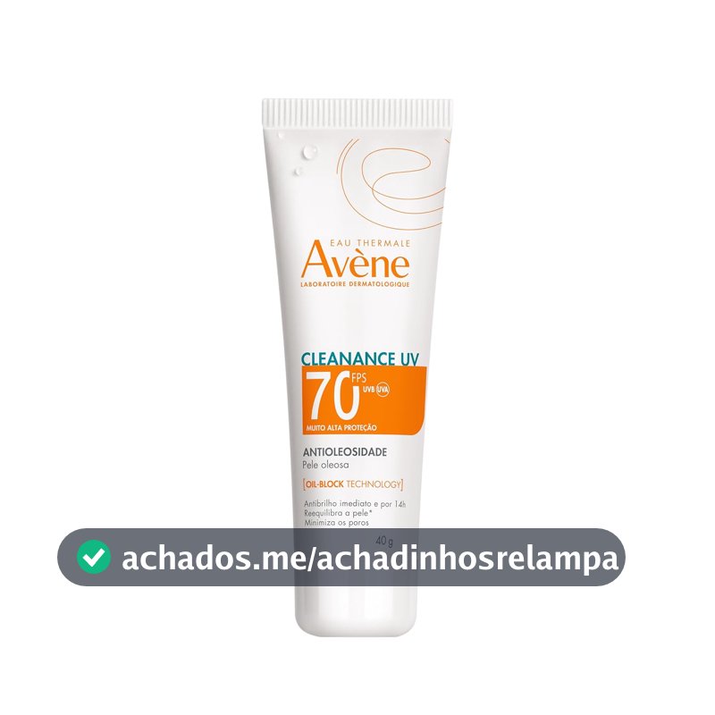 Avène Cleanance UV Protetor Solar Facial Antioleosidade FPS70 com Tecnologia Oil-Block que Controla Brilho por 14h, Minimiza Poros e Tem Absorção Imediata, 40g